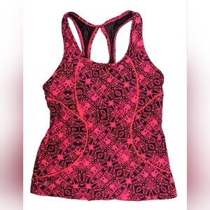 Athleta Racerback Tank Top Womens Size S Pink Cairo Energy Zip Pocket Cycling
